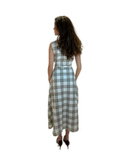 Load image into Gallery viewer, The Frances in ivory and chocolate check Irish linen