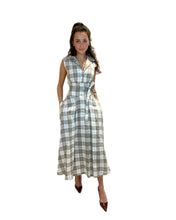 Load image into Gallery viewer, The Frances in ivory and chocolate check Irish linen