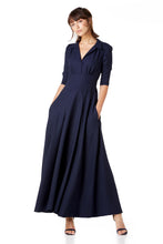 Load image into Gallery viewer, The Dorothy in navy wool crepe