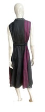 Load image into Gallery viewer, The Frances in pink and black striped grey linen
