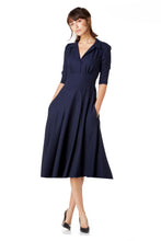 Load image into Gallery viewer, The Dorothy in navy wool crepe