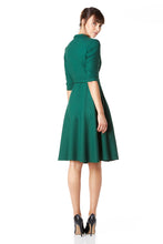 Load image into Gallery viewer, Green wool crepe Dorothy dress