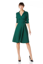Load image into Gallery viewer, Green wool crepe Dorothy dress
