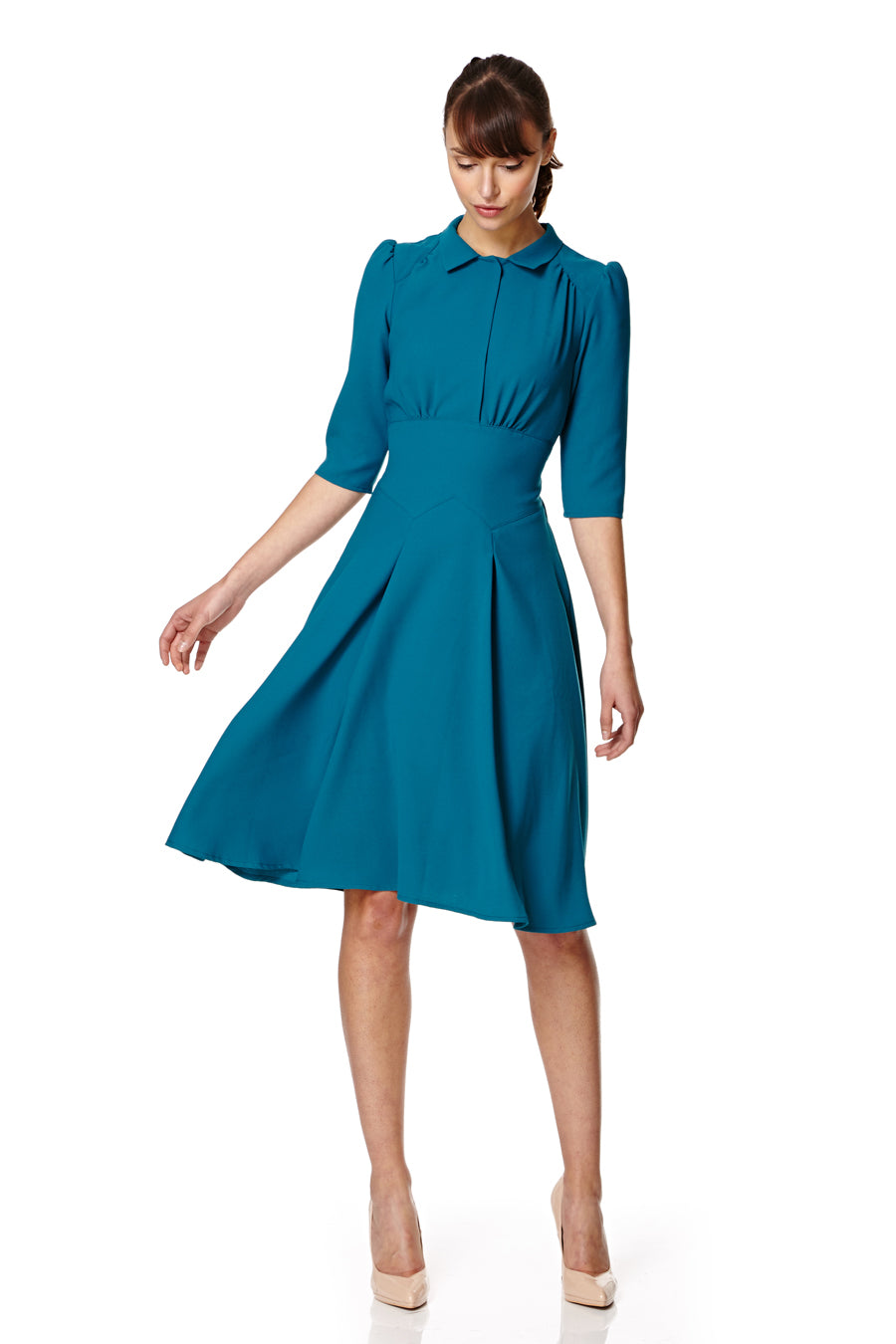 The Dorothy in teal crepe