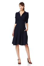 Load image into Gallery viewer, The Dorothy dress in navy crepe
